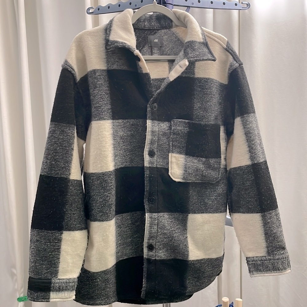 H&M Men’s Shacket Medium Black/White Size Medium